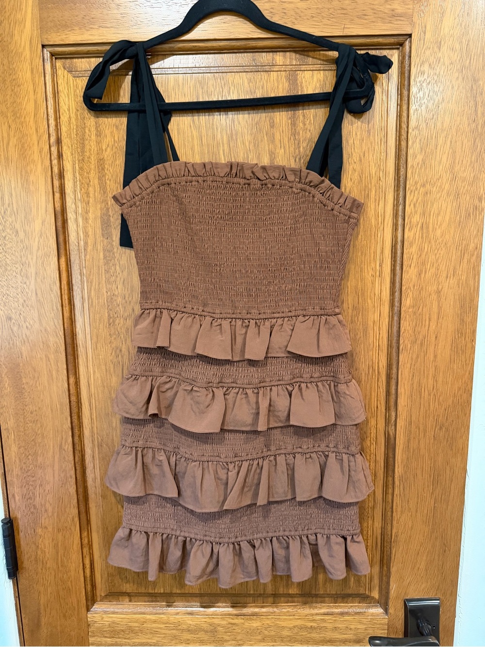 Endless Rose Chocolate Brown Ruffled Sundress with Tie Straps - Picture 8 of 11
